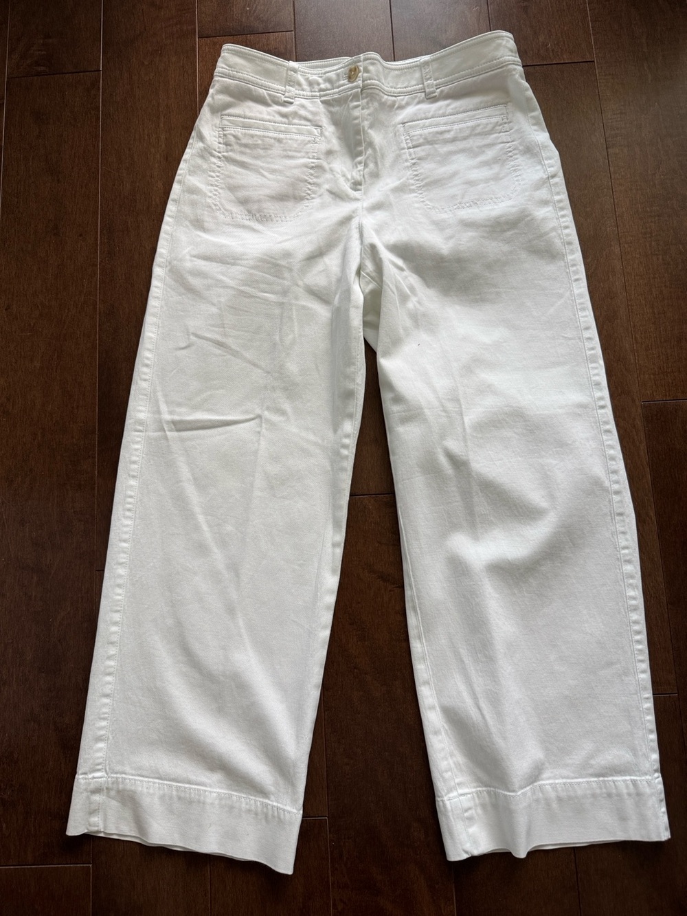 Talbots White Wide-Leg Cotton Crop Pants